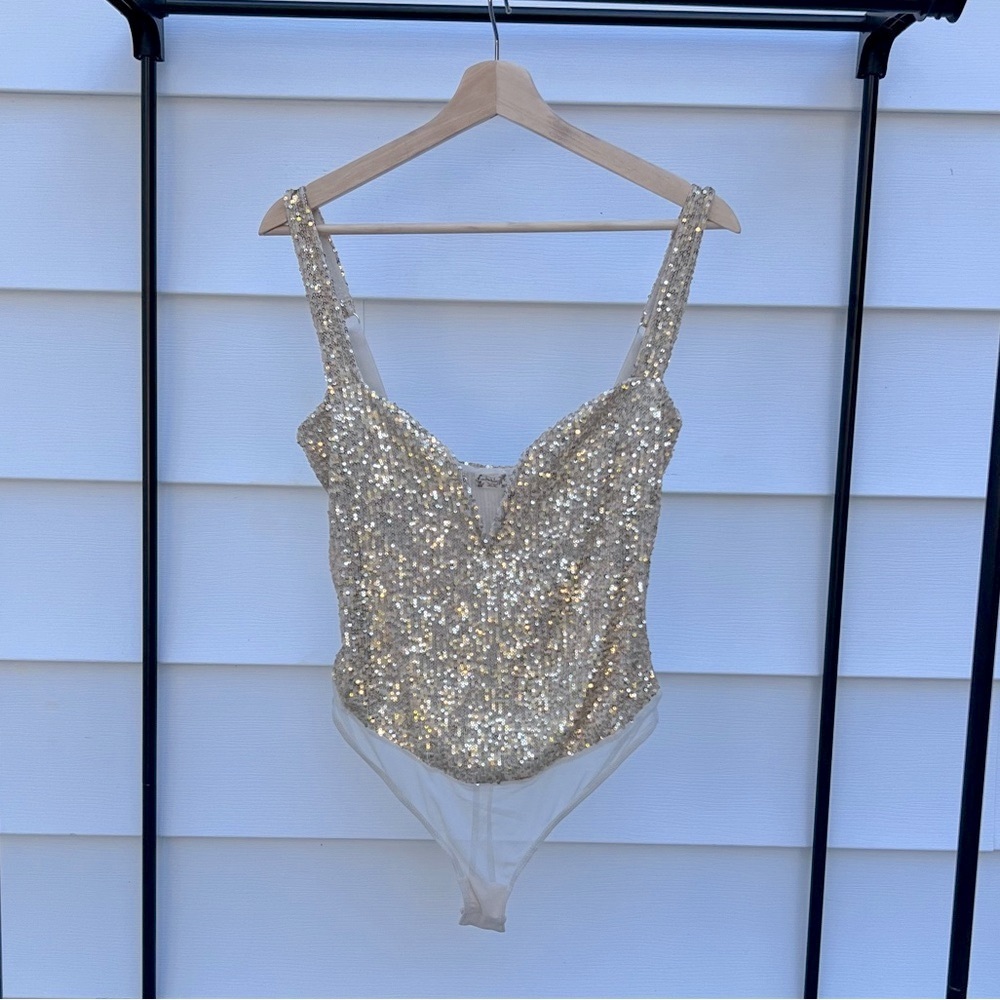 Free People Intimately sequin bodysuit (tagged at $78, Size Small, NWT)